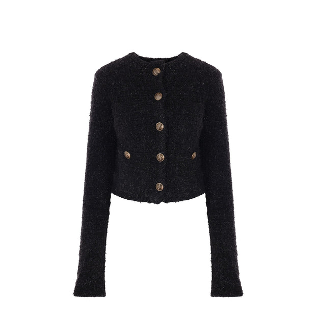 Cardigan court Balenciaga en bouclé — noir