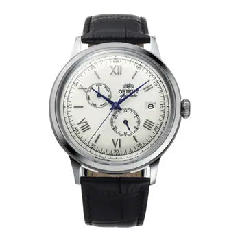 Montre homme Orient Bambino RA-AK0701S30B cadran argenté bracelet cuir noir