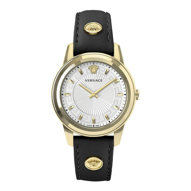 Montre femme Versace Greca VEPX01021 dorée et cuir noir