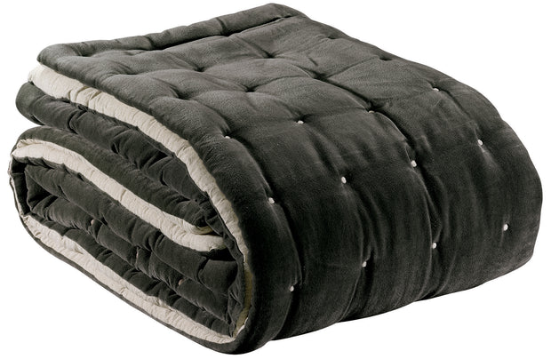 Jeté uni Elise finition capiton Tonnerre 240 x 260 — Vivaraise