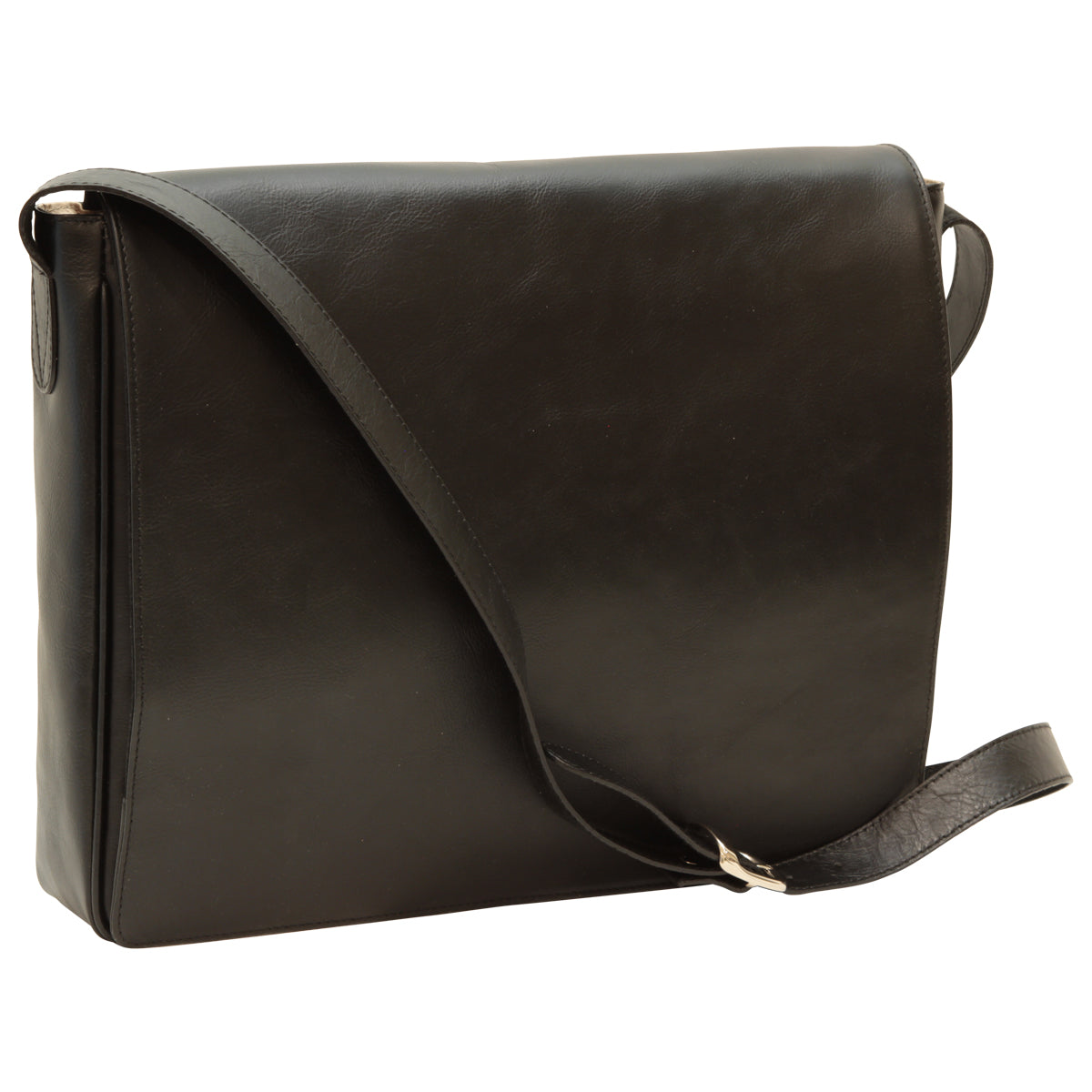 Sac messenger homme Old Angler noir en cuir pleine fleur — vue principale