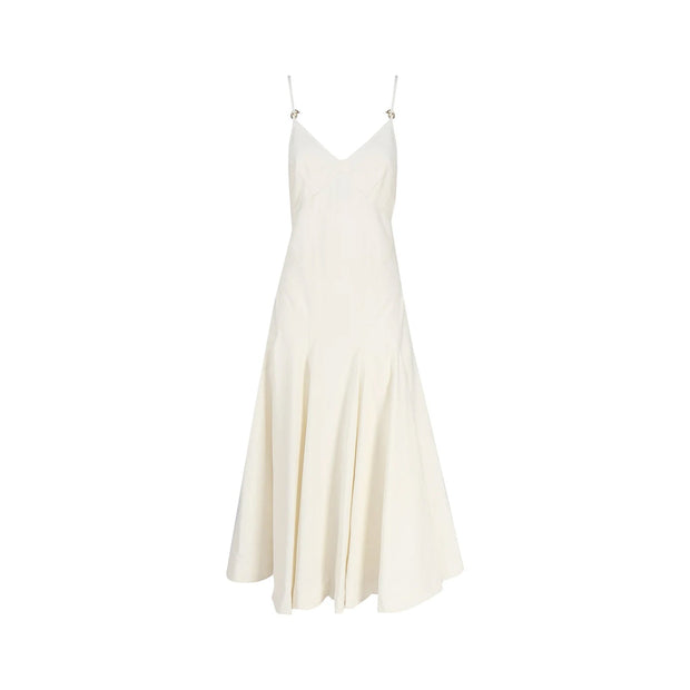 Robe midi Bottega Veneta en coton — blanche craie