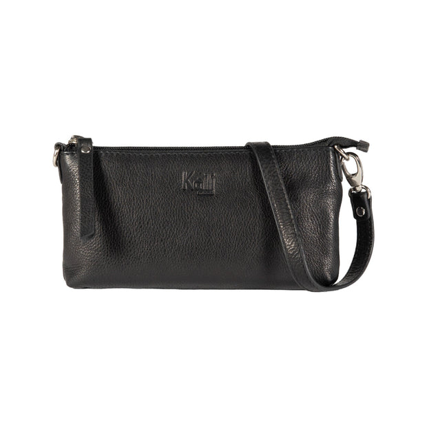 Sac bandoulière femme Kaili mood K0013AB en cuir pleine fleur noir - vue principale