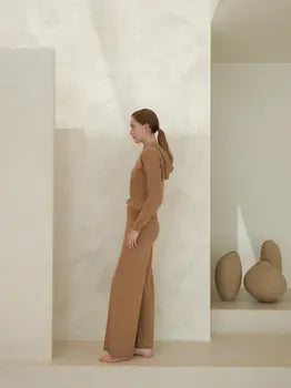 Hoodie Lèmme laine et cachemire céruléen - vue de dos