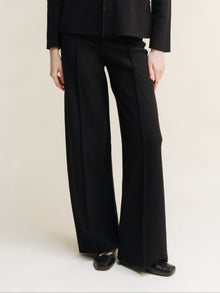 Pantalon femme Lèmme en laine mérinos noire — seconde vue authentique fournisseur