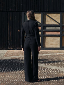 Pantalon femme Lèmme en laine mérinos noire — troisième vue authentique fournisseur
