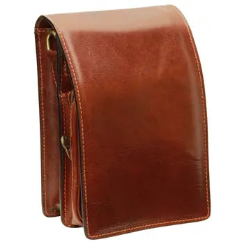Sac bandoulière Old Angler en cuir pleine fleur brun