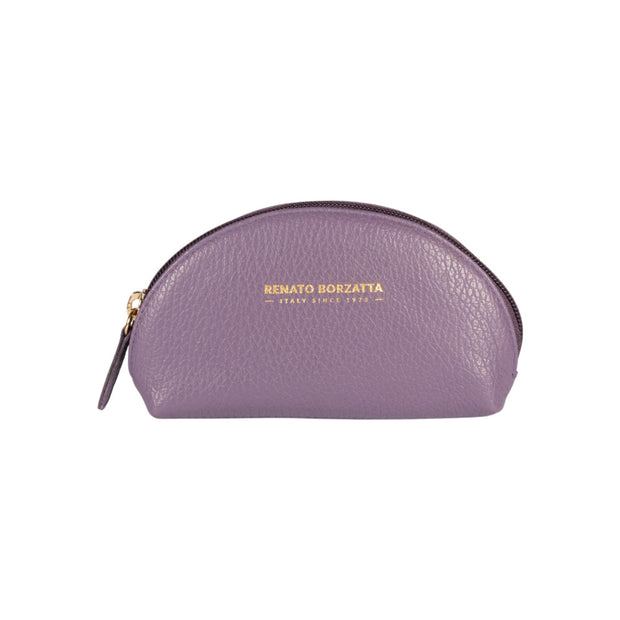 Pochette demi-lune Renato Borzatta RB1089Y en cuir grainé violet - vue principale