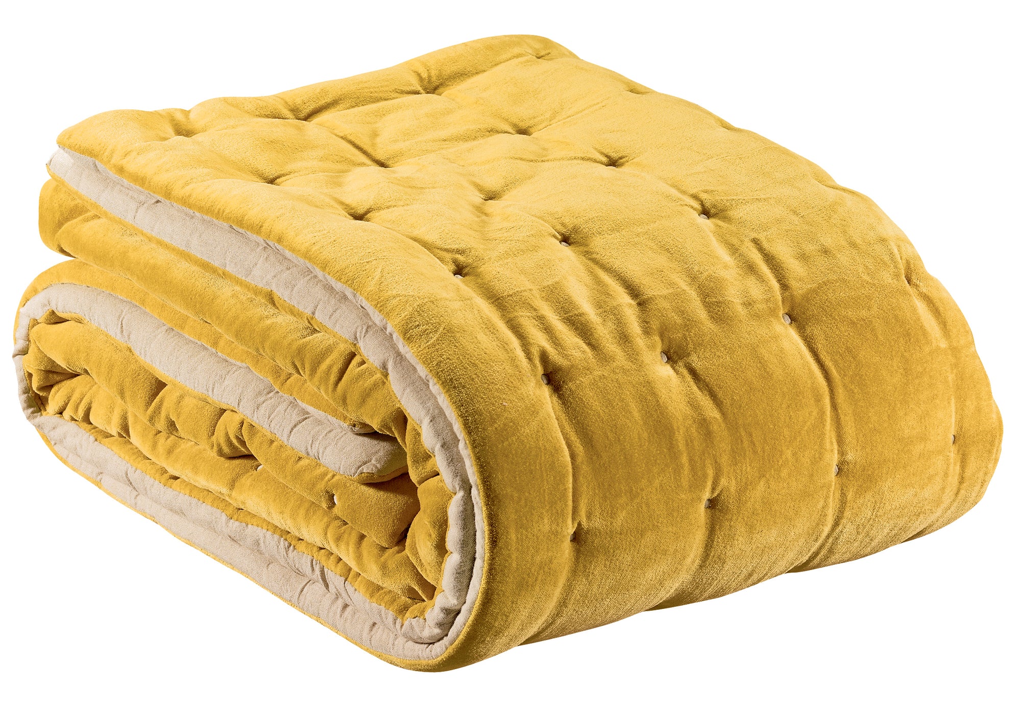 Jeté uni Elise finition capiton Mais 240 x 260 — Vivaraise
