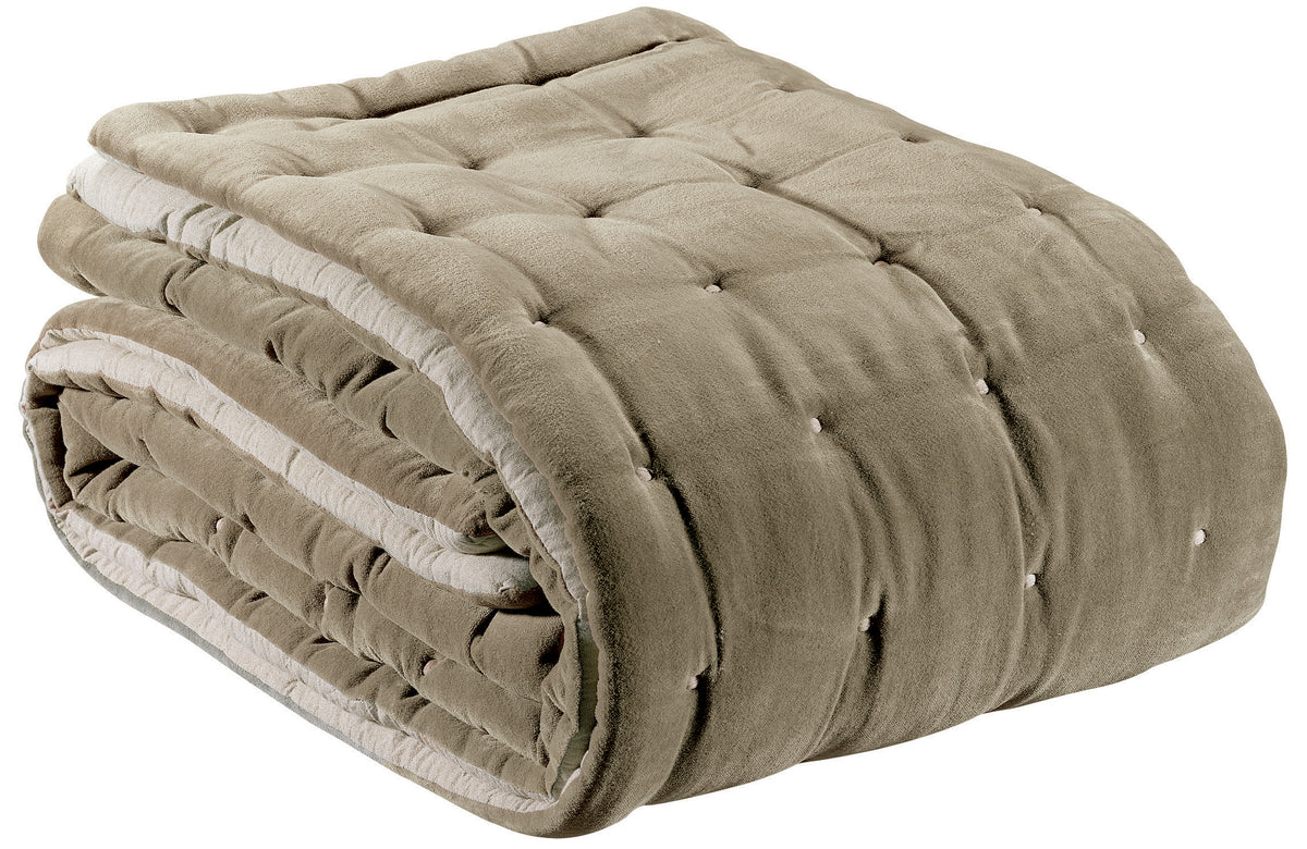 Jeté uni Elise finition capiton Ficelle 240 x 260 — Vivaraise
