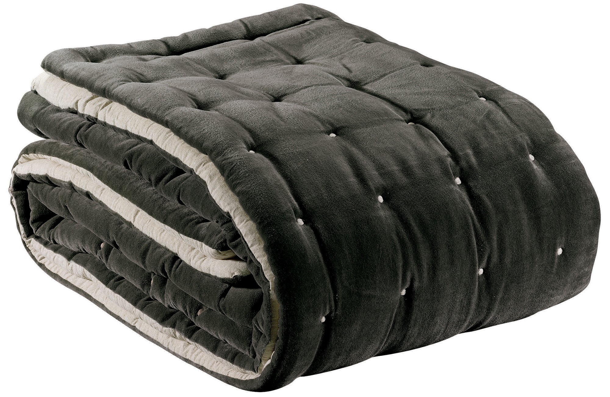 Jeté uni Elise finition capiton Tonnerre 240 x 260 — Vivaraise